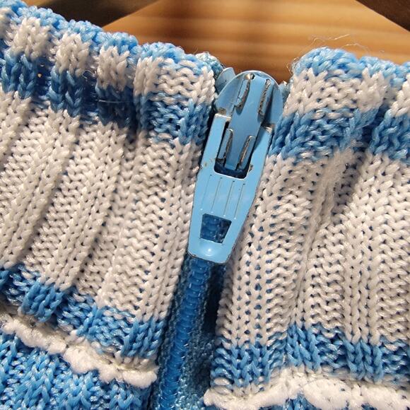 Vintage R&K Knits Jumper Dress Blue Knit 60s Size 14 - Picture 7 of 16